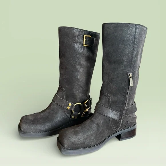 Michael Kors Brown Suede Moto Boots - Picture 4 of 9